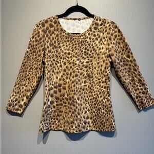 Cheetah Animal Print Medium Women's Top Stretch Talbots Chico's NWOT